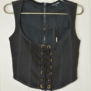 Fashion Nova Black Corset Tank Top